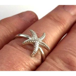 Stackable Silver Tone Starfish Ring Size 8